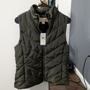 NWT Michael Kors Olive Green Quilted Women's Vest